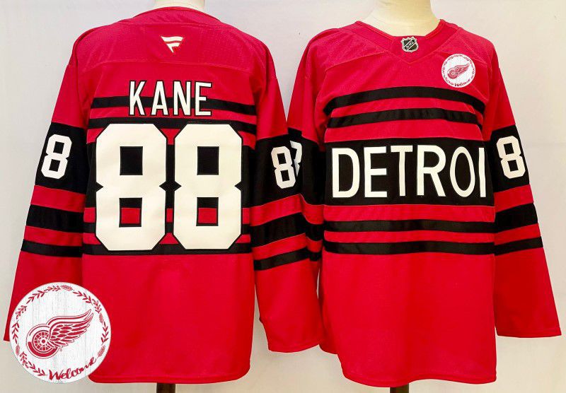 Men Detroit Red Wings #88 Kane Red Fanatics 2025 NHL Jersey style 4